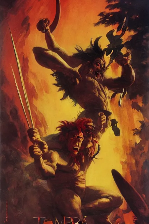 Prompt: Movie poster of Tomba, Highly Detailed, Dramatic, eye-catching, A masterpiece of storytelling, by frank frazetta, ilya repin, 8k, hd, high resolution print