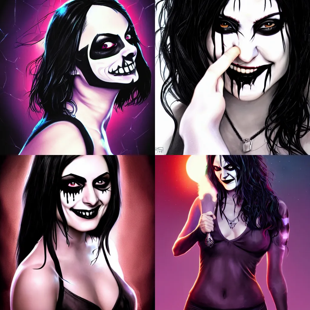 Prompt: female Camila Mendes, as Death from Sandman DC comics, fun smile, pale face, realistic character concept, medium shot, fun pose, comic book, illustration, artstation, cinematic lighting, hyperdetailed, cgsociety, 8k, high resolution, insanely detailed and intricate, beautiful