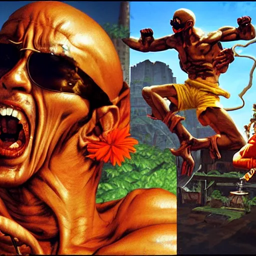 Image similar to hunter s. thompson as dhalsim street fighter, ultra realistic, concept art, intricate details, highly detailed, photorealistic, octane render, 8 k, unreal engine, art by frank frazetta, simon bisley, brom