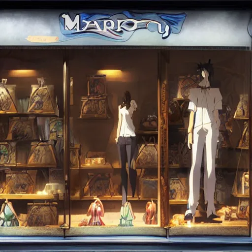 Prompt: fantasy store window makoto shinkai