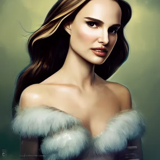 Prompt: natalie portman portrait ross tran, disney princess, glamorous, attractive, stylish make up, highlights, character art, digital illustration, semirealism, realistic shaded perfect face, soft and blurry