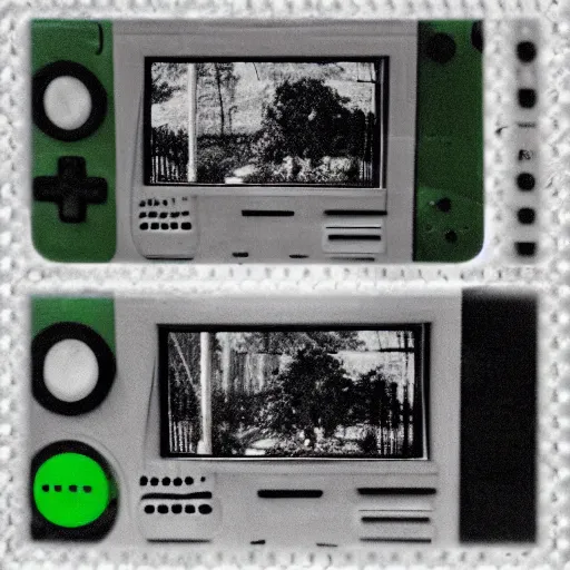 Image similar to gameboy camera dmg gbc photo of a peaceful day at the park. monochrome green and black.