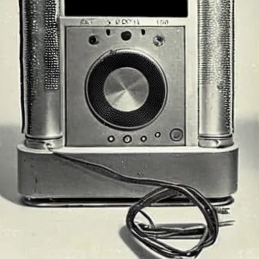 Image similar to a photo of an iPod portable radio, manufactured in the 1920s, 1925