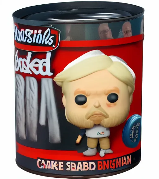 Prompt: boris johnson holding can of baked beans funko pop still sealed in box, ebay listing