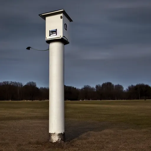 Image similar to A civil defense siren falling off of it's pole, motion blur