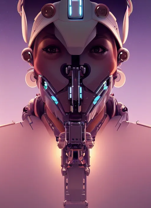 Image similar to symmetry!! portrait of a hybrid robot astronaut, machine face, floral! horizon zero dawn machine, intricate, elegant, highly detailed, digital painting, artstation, concept art, smooth, sharp focus, illustration, art by artgerm and greg rutkowski and alphonse mucha, 8 k