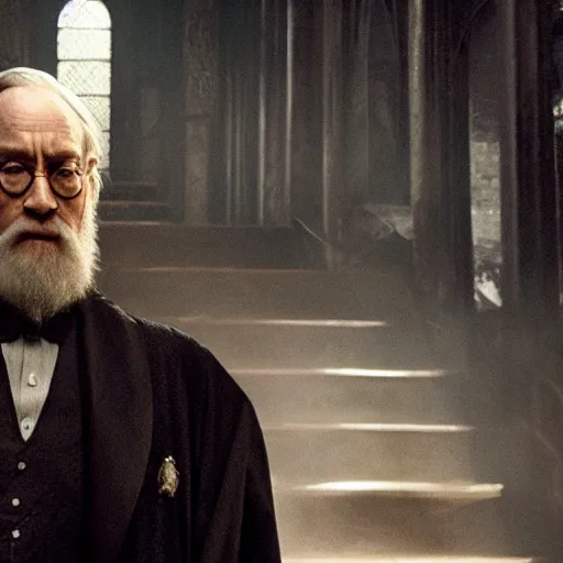 Image similar to Movie still of Albus Dumbledore in Matrix