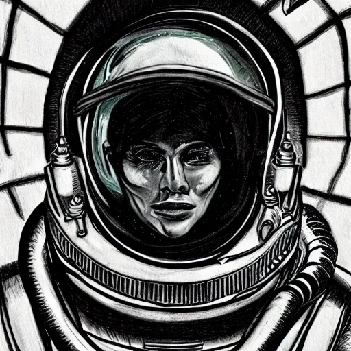 Image similar to astronaut, style of H. R. Giger