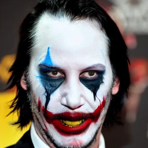 Image similar to Keanu reeves in clown Face paint inspired by the Joker