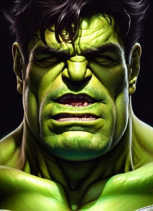 Prompt: Portrait of The Hulk, bald, white beard, scarred! D&D, muscular, fantasy, intricate, elegant, highly detailed, digital painting, artstation, concept art, smooth, sharp focus, illustration, art by artgerm and greg rutkowski and alphonse mucha