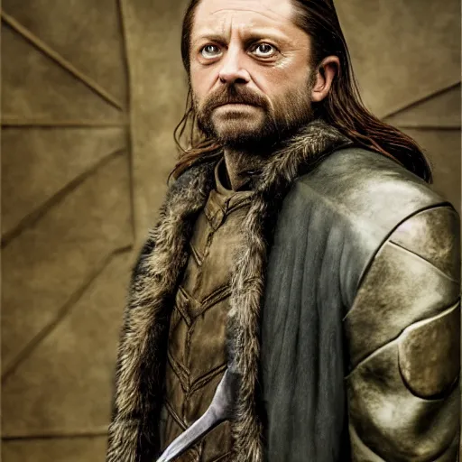 Prompt: Charlie Kelly as Ned Stark, Stephen youll, Michael Whelan, 8k photography