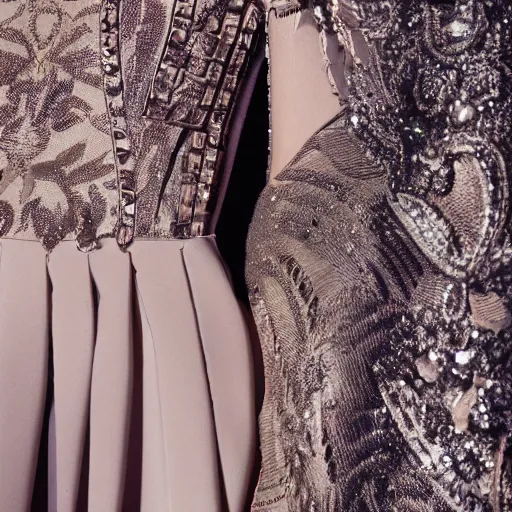 Image similar to upshot close up of a fashion model, luxury dress, official valentino editorial, highly detailed