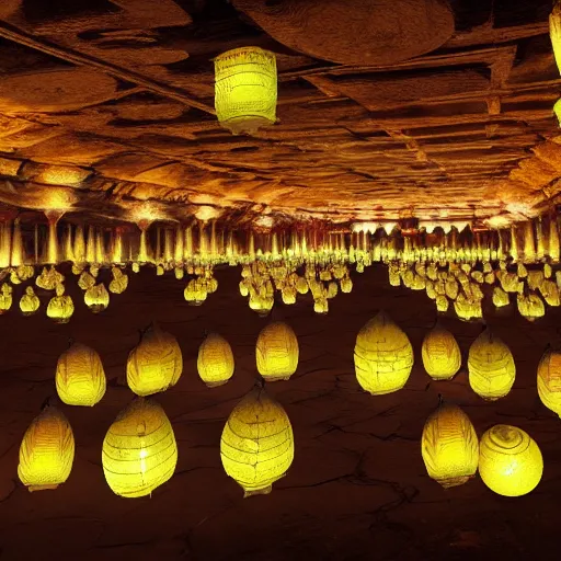 Image similar to concept art, lotus lanterns on the eve of ullambana festival, high resolution, cave temples of dunhuang - style