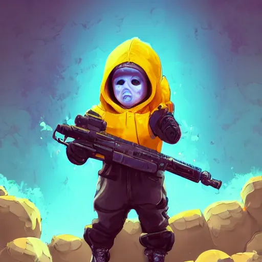 Image similar to baby Angel cherub,wearing angel halo, ski mask, balaclava, wearing angel halo covered face, orange hoodie, hip hop golden necklace fantasy art apex fortnite Video game icon, 2d game art gta5 cover , official fanart behance hd artstation by Jesper Ejsing, by RHADS, Makoto Shinkai and Lois van baarle, ilya kuvshinov, rossdraws