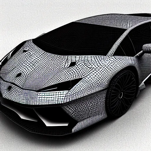 Prompt: wireframe 3d model, Lamborghini