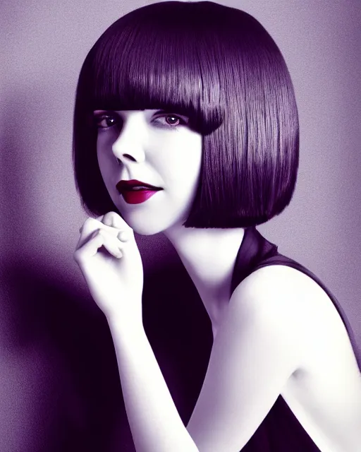 Prompt: colleen moore 2 5 years old, bob haircut, portrait casting long shadows, resting head on hands, by ross tran xyz