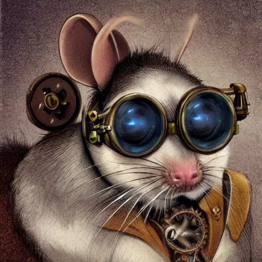 a rat with steampunk googles, by Steve Argyle | Stable Diffusion | OpenArt