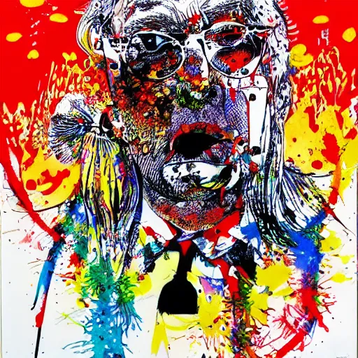 Image similar to the American dream, Ralph Steadman, ink splatter, psychedelic, surreal, detailed, 4k