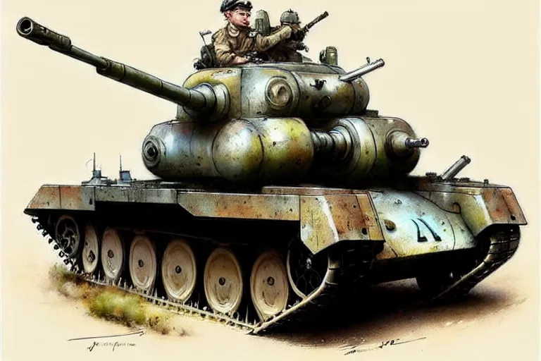 Image similar to (((((1950s retro army tank . muted colors.))))) by Jean-Baptiste Monge !!!!!!!!!!!!!!!!!!!!!!!!!!!