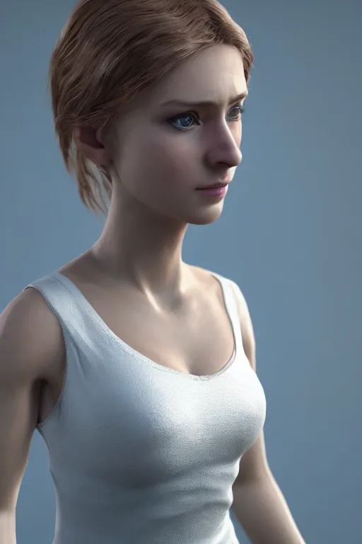 Prompt: fotorealistic 16K render of Zoe the female character from videogame Dramfall Chapters, photorealism, full body, white ambient background, unreal engine 5, hyperrealistic, highly detailed, XF IQ4, 150MP, 50mm, F1.4, ISO 200, 1/160s, natural light, Adobe Lightroom, photolab, Affinity Photo, PhotoDirector 365, realistic