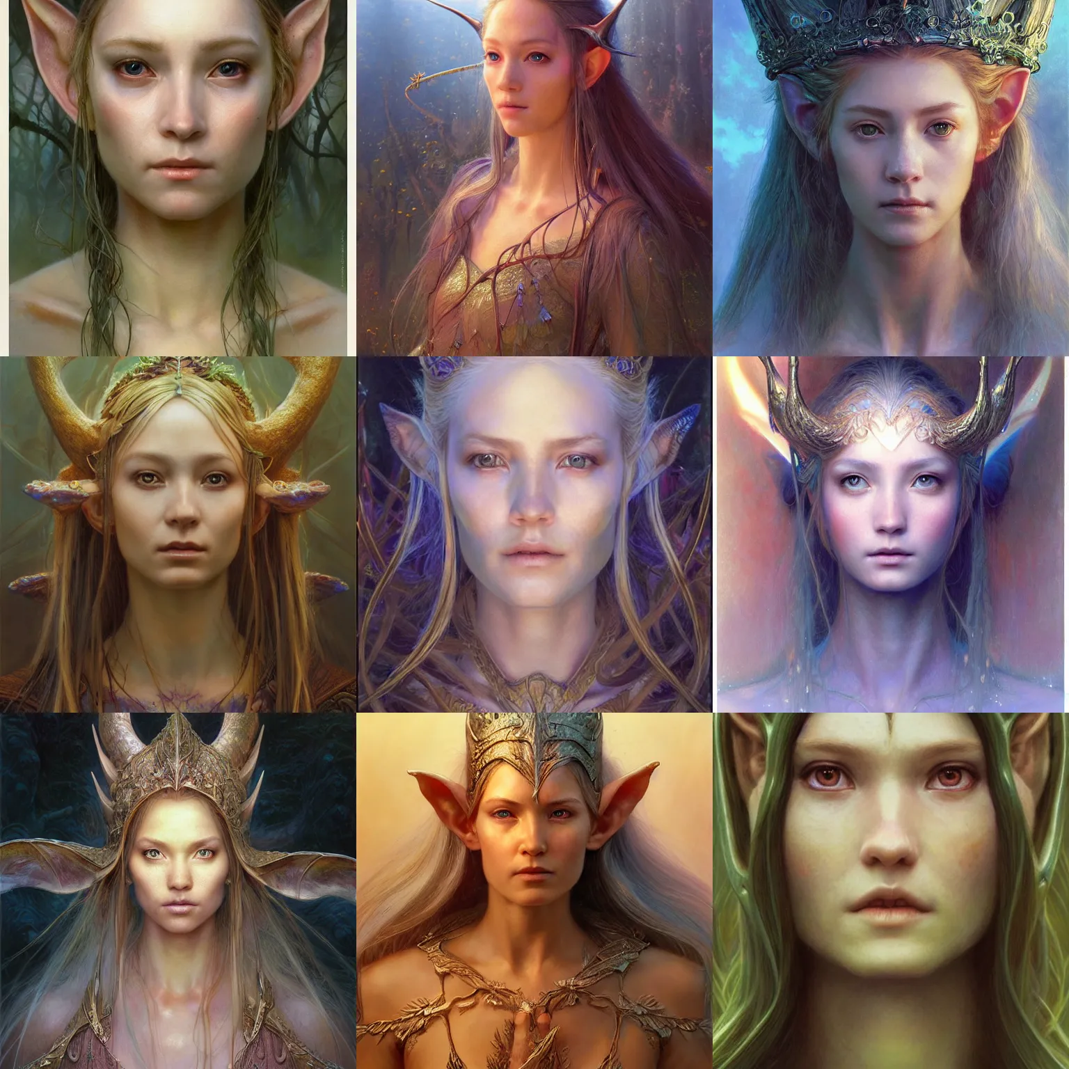 Prompt: a beautiful eimi fukuda elven princess, stuning 3 d render, masterpiece, glowing aura, by donato giancola and greg rutkowski and wayne barlow and zdzisław beksinski, realistic face