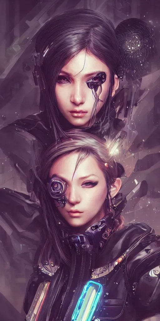 Image similar to beautiful, young cyberpunk ninja woman, extremely detailed gorgeous face, looks realistic, hyper-detailed portrait, sad eyes tears, vaporwave aesthetic, synthwave, magical, fantasy, ninchaku , artist Artgerm i and WLOP