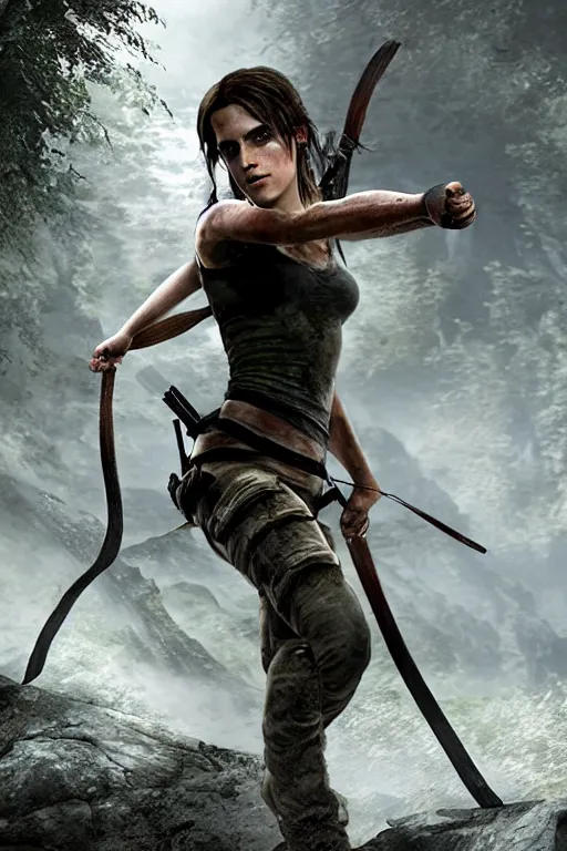 Prompt: Emma Watson in Tomb Raider. 3D Render