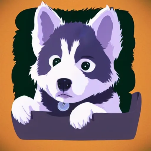 Image similar to husky puppy animated in ghibli style