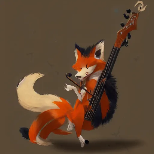 Image similar to anime 🦊 Playing the 🎸 instrument , digital Art, Greg rutkowski, Trending cinematographic artstation