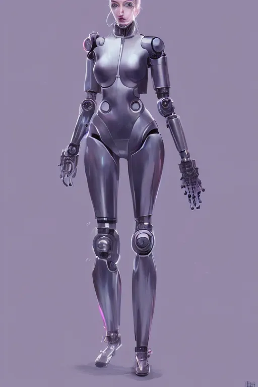 Prompt: futuristic female cyber robot, humanoid, fullbody art, concept art, by charlie bowater, anna dittmann, wlop, rumiko takahashi, akihiko yoshida, hyung - tae kim, alexander mcqueen, trending on artstation
