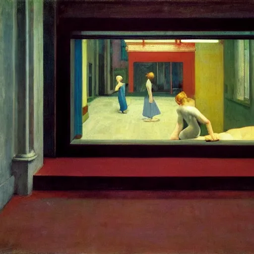 Image similar to a liminal weird painting, film still by edward hopper, by Pontormo, by klimt, pre-raphaelite. art noveau, art noveau, highly detailed, strong lights, liminal, eerie, Bright pastel colors