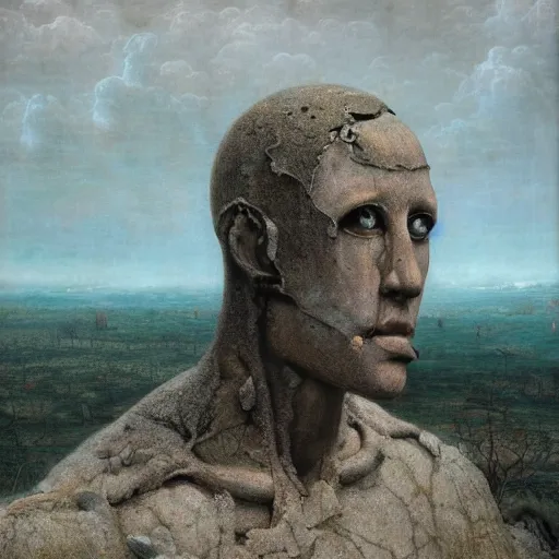 Image similar to hyperrealistic surrealism, David Friedrich, award winning masterpiece with incredible details, Zhang Kechun, a surreal vaporwave vaporwave vaporwave vaporwave vaporwave painting by Thomas Cole of a gigantic broken mannequin head sculpture in ruins, astronaut lost in liminal space, highly detailed, trending on ArtStation