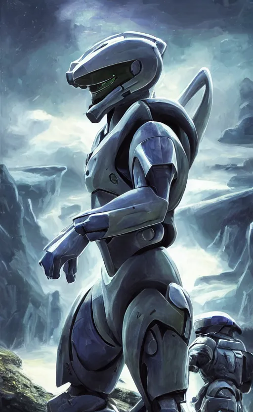 Image similar to mewtwo pokemon playing as master chief, oil on canvas, intricate, 8 k highly professionally detailed, hdr, cgsociety