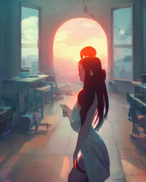 Image similar to gamer girl, full shot, atmospheric lighting, detailed face, by makoto shinkai, stanley artger m lau, wlop, rossdraws, james jean, andrei riabovitchev, marc simonetti, krenz c