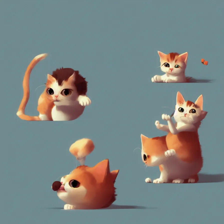 Image similar to a cute little kitten funny and happy, he is behind many obstacles, art by Goro Fujita, ilustration, concept art, sharp focus, ArtStation