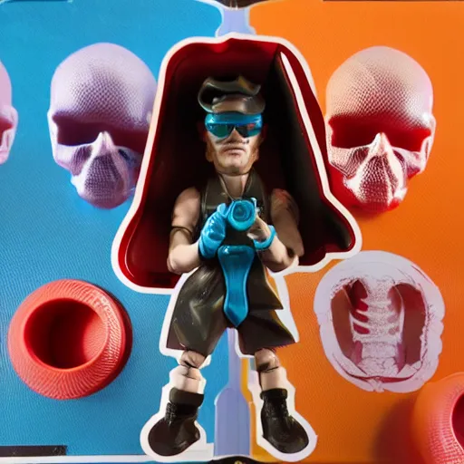 Prompt: stereoscopic ibid, stop motion vinyl action figure, plastic, toy, butcher billy style