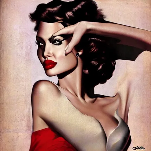 Image similar to Angelina Jolie by Gil Elvgren