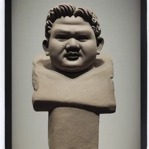Prompt: polaroid photo of fragmented greek sculpture of kim jong - un