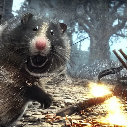 Image similar to a hamster in the video game Dark Souls 3