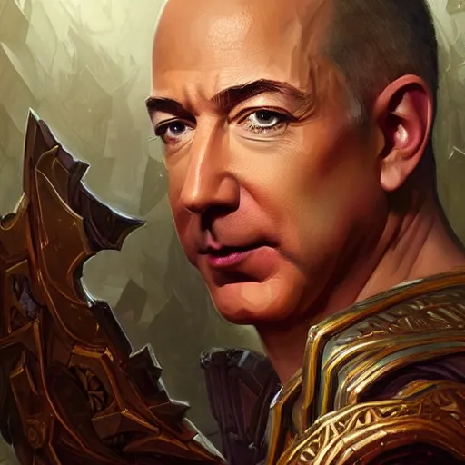 Prompt: Jeff Bezos!! as a amazon warrior, closeup, D&D, fantasy, intricate, elegant, highly detailed, digital painting, artstation, concept art, matte, sharp focus, illustration, hearthstone, art by Artgerm and Greg Rutkowski and Alphonse Mucha