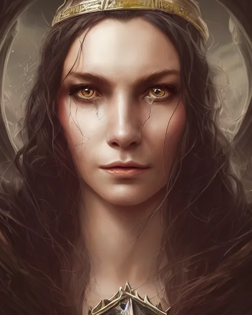 Image similar to highly detailed vfx - portrait of a witch, wonderful eyes, long hair, deep focus, d & d, fantasy, refined, elegant, high detail, digital painting, artstation, concept art, matte, clear focus, illustration, hearthstone, art by artgerm and greg rutkowski, fuji choco, victoria gavrilenko and hoang power lines