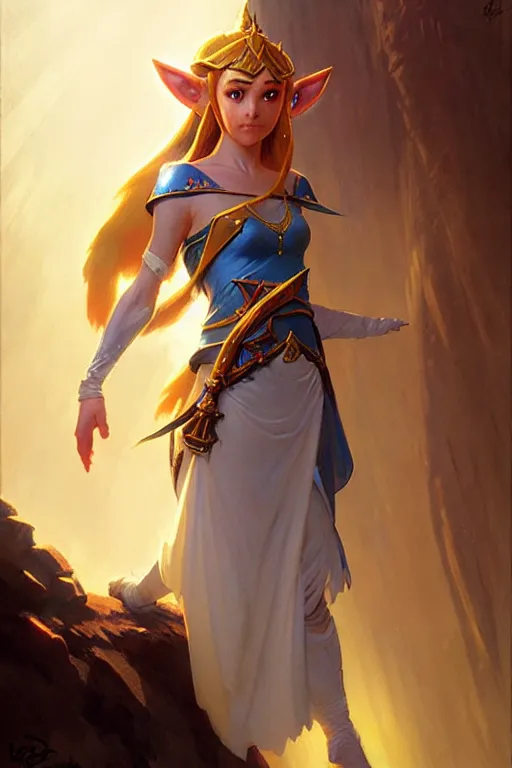 Image similar to princess zelda by bayard wu, anna podedworna, gaston bussiere, greg rutkowski