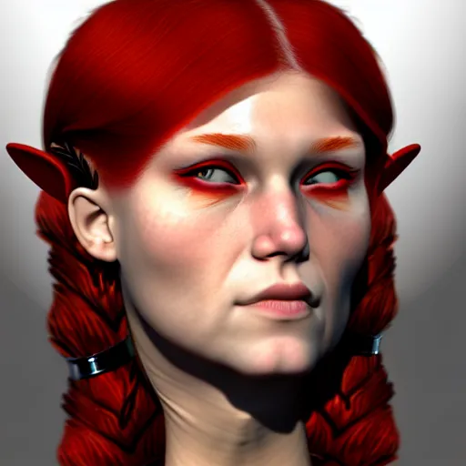 Image similar to face of a red haired viking girl, trending on artstation.