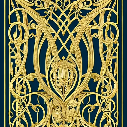 Image similar to decorative border, art nouveau gilded swirls and spirals, trending on cgsociety