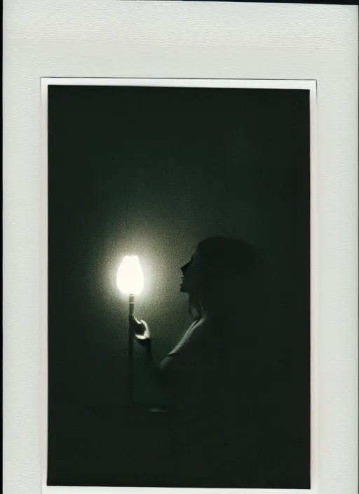 Image similar to a bright silhouette hovers above the ground inside of a hall. liminal, cozy, dramatic soft color lighting ( 1 9 8 4 ). featured polaroid