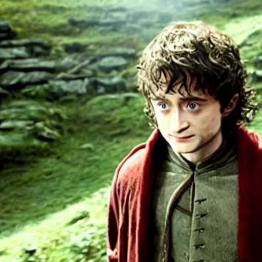 Image similar to Film still of Daniel Radcliffe as Frodo in Lord of the Rings: The Return of the King