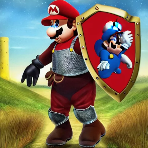 Image similar to mario in medieval knight armor