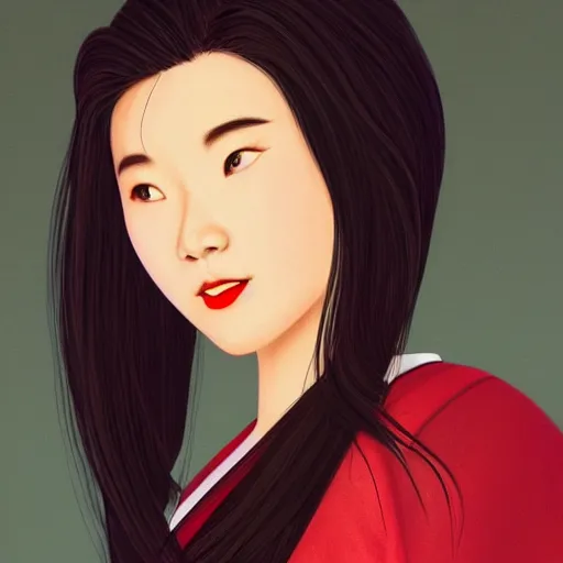 Image similar to realistic photo of mulan, realism, person, high detail, portrait,