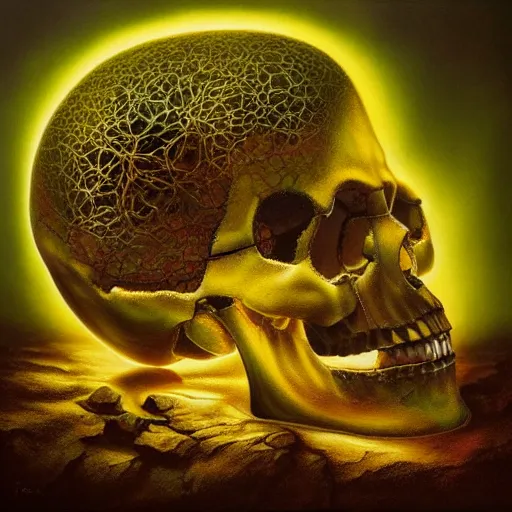 Prompt: Translucent Martian Crystal skull, crystal skull, by Tomasz Alen Kopera, masterpiece