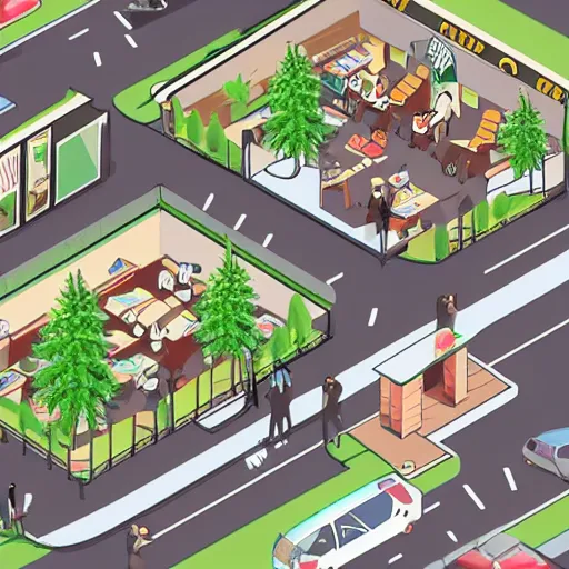 Image similar to idyllic isometric cartoon render of a new cannabis club in australia, popular place to be